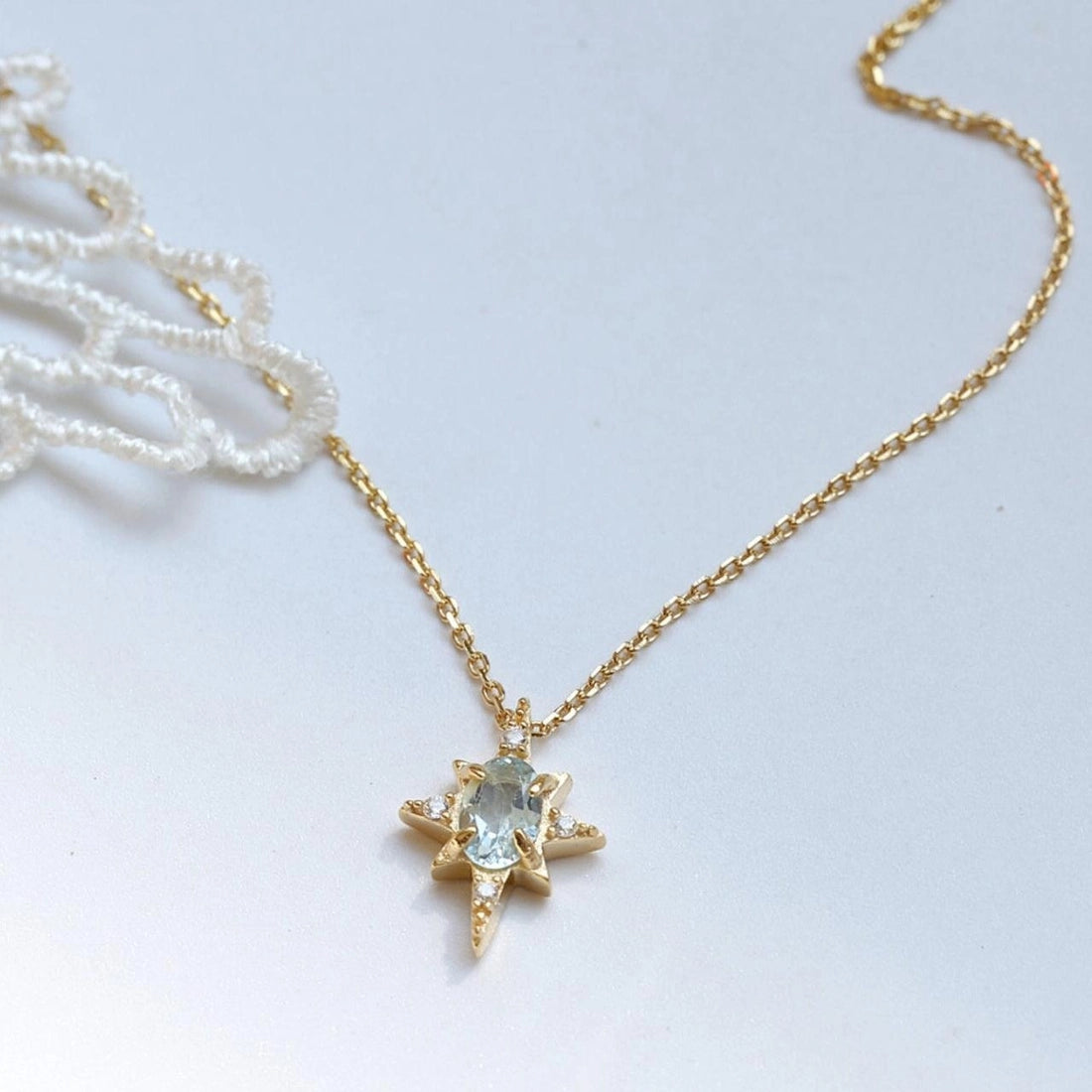 Swiss Blue Topaz North Star Necklace