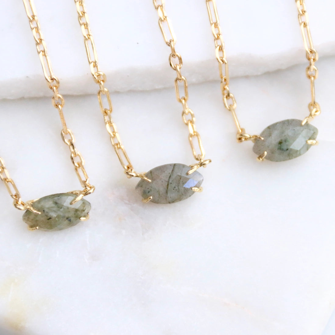 Faceted Labradorite Oval Necklace