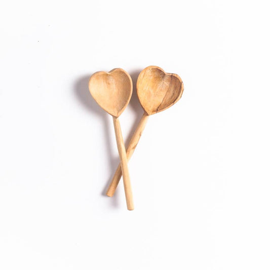 Wood heart spoon set