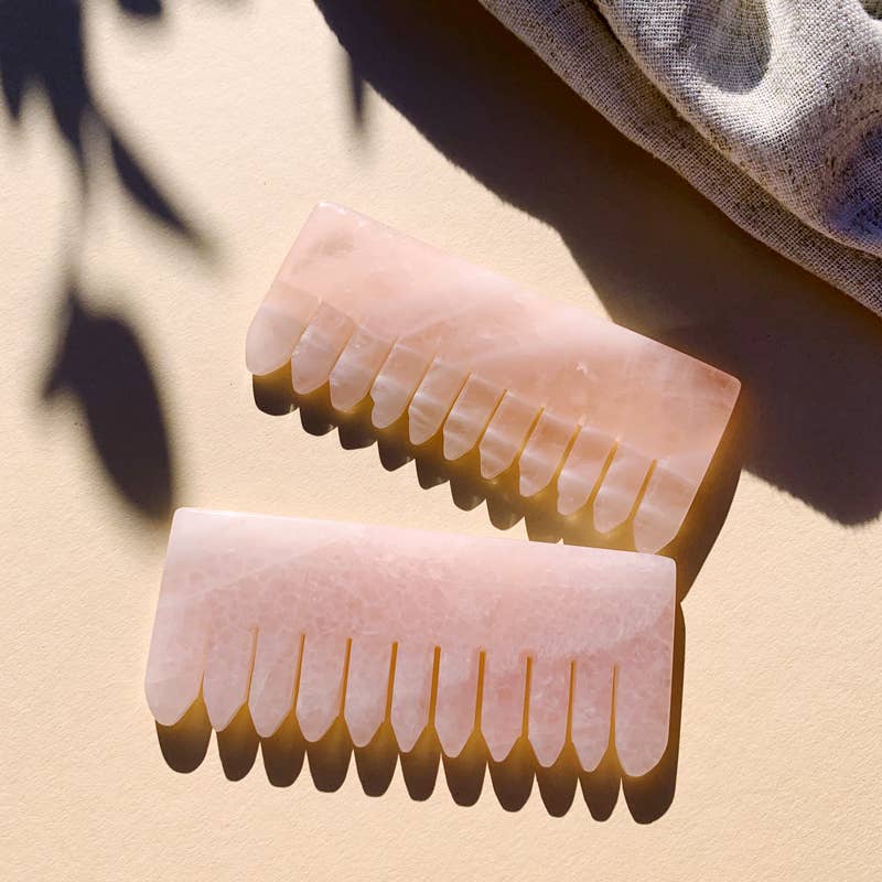 Rose Quartz Crystal Comb and Scalp Massager