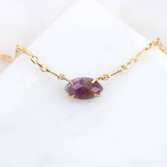 Faceted Amethyst Oval Necklace